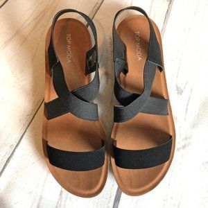 Top Moda Black & Brown Strap Sandals
